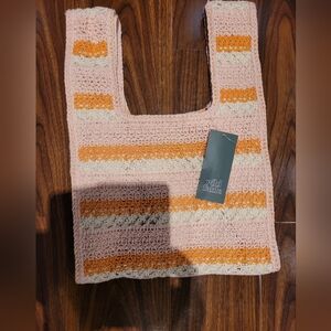 Wild Fable Nwt Striped Pink / Orange /Cream Crochet Purse Bag